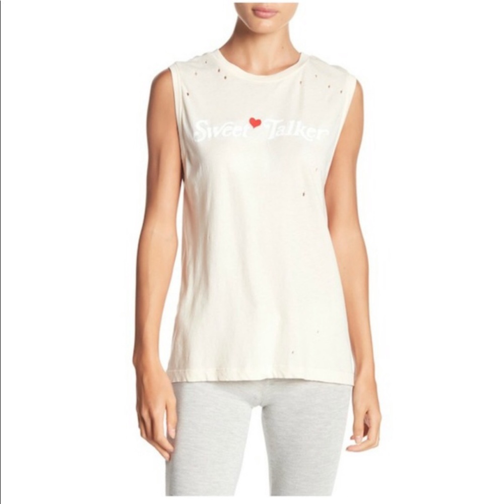Wildfox Distressed Slouchy Sweet Talker Tank Top